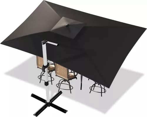 Devoko Sombrilla de jardín de aluminio 3 x 4 m + cubierta