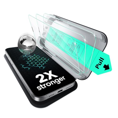 ESR Pack 3 Protectores de Pantalla para iPhone 16e 2025/14/13/13 Pro, Protección Militar, Dureza 9H, Cristal Templado Cobertura Total con Bandeja UltraFit