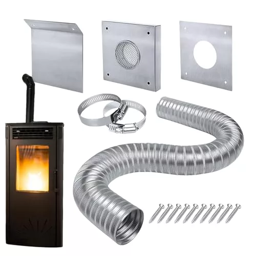 Kit de entrada de aire para estufa de pellets, tubo de ventilación para estufa de pellets | Tubo de ventilación resistente al óxido,Kit de entrada de aire con diseño de ventilación eficiente, juegos d