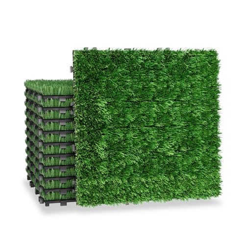 FIVMEN Azulejos de césped artificial, 30 x 30 cm
