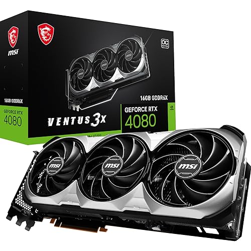 MSI GeForce RTX 4080 16GB Ventus 3X OC - Tarjeta gráfica 16GB DDR6X, 256 bits, 2550 MHz