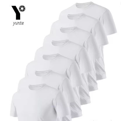 Camiseta de cuello redondo Camisa absorbente de sudor transpirable de secado rápido ultraligera blanca de 7 piezas adecuada para gimnasio físico y Ru
