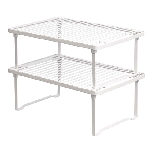 Amazon Basics Estantes de cocina apilables para almacenaje, Blanco, 20.3 D x 31.6 W x 11.4 H cm