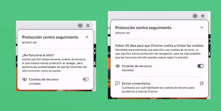 アドレス バーのこのアイコンは、Chrome が現在の Web ページでの Cookie 追跡からユーザーを保護していることを示します。これを押すと、ページで Cookie を許可するかどうかを選択できます。
