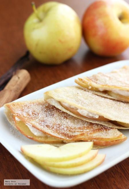 Quesadillas dulces de manzana y queso crema. Receta