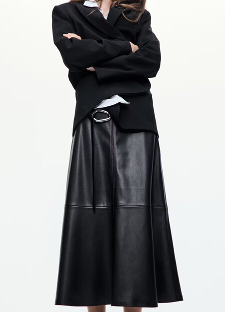 Faldas Efecto Piel Tendencia Otono Mango Midi Bonitas Elegantes Oficina