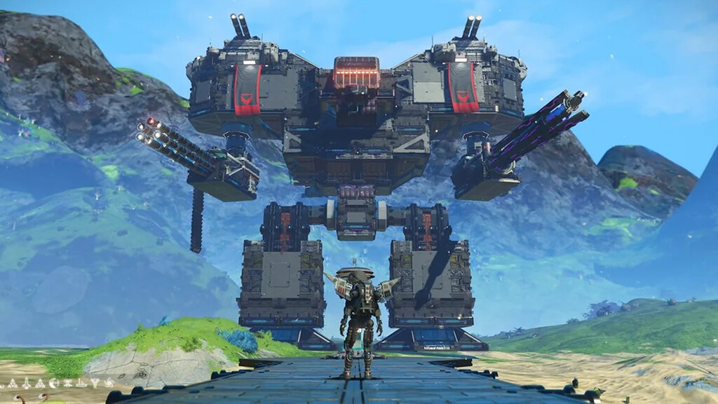 Este jugador de No Man's Sky ha construido una base en forma de robot gigante que parece sacado de Warhammer 40K 