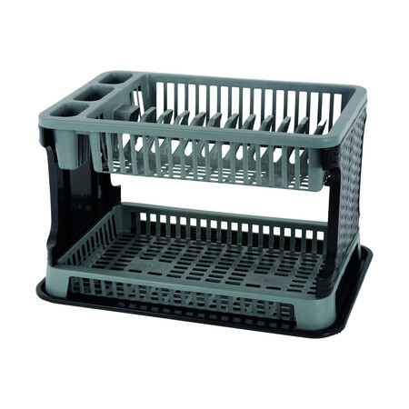 Escurreplatos De Plastico 2 Pisos Rattan Rts Gris