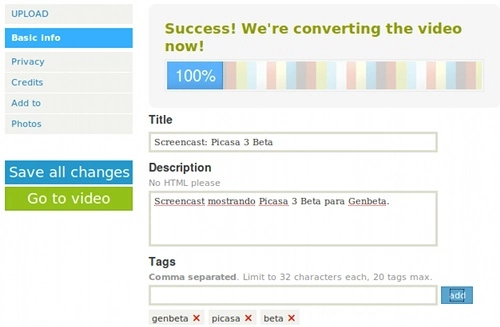 Uploader de Vimeo
