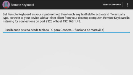 Prueba de Remote KeyBoard en el dispositivo Android