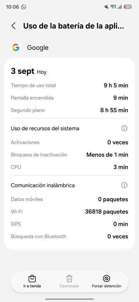 Captura Consumo App Google