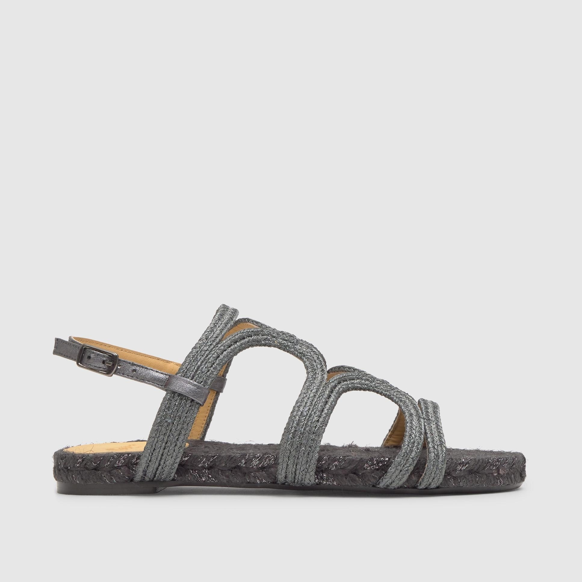 Sandalias con tiras Pitra con trenzado metalizado artesanal y cierre de hebilla Gris oscuro Castañer