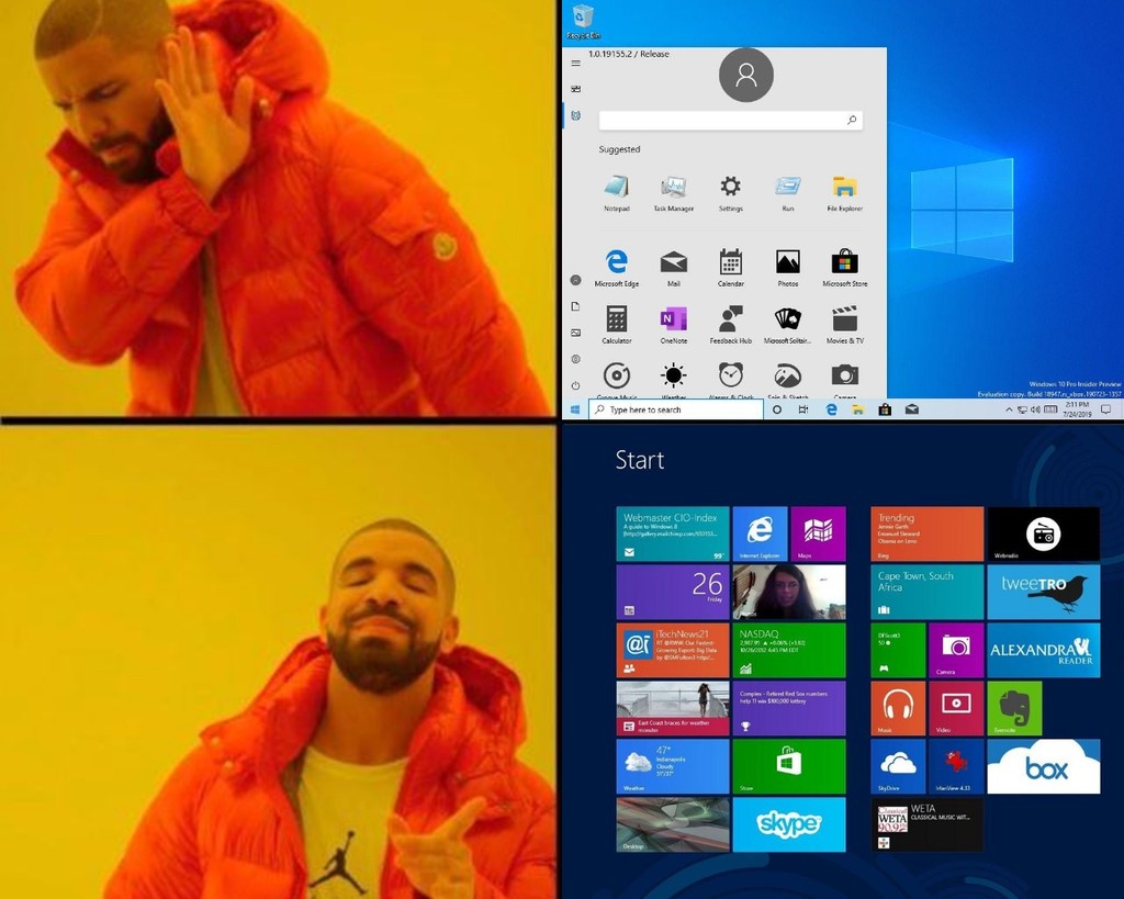 El hombre que lideró el desarrollo de Windows 8 y su mal recibida interfaz, se ha burlado del nuevo menú inicio de Windows 10