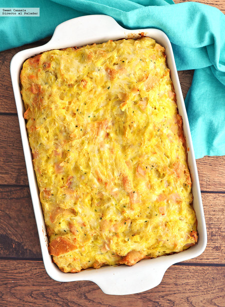 Budín de poro, jamón y queso. Receta