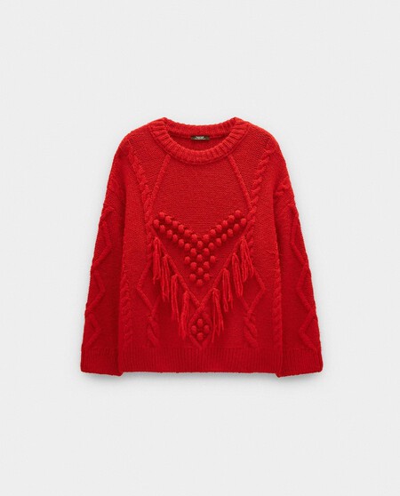 Jersey Rojo Fin De Ano Barato Punto Lana Bonito Elegante Diferente