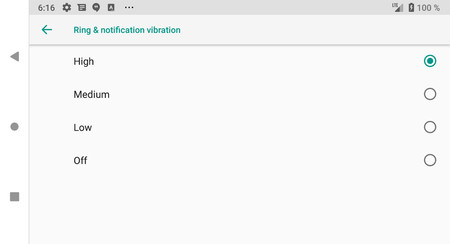 Con Android P podrás elegir la intensidad de vibración