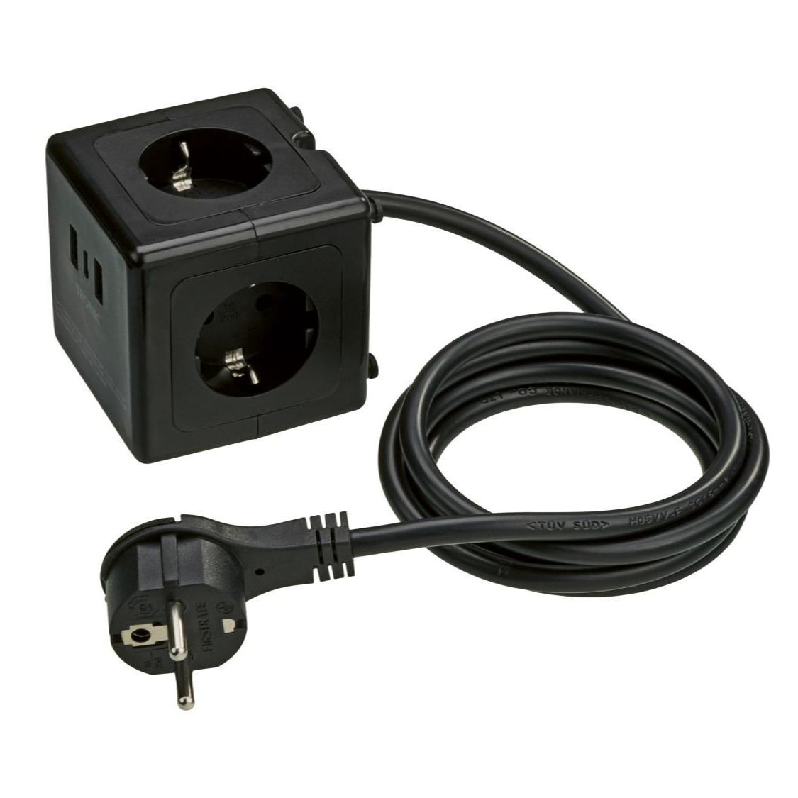 Cubo de enchufes con puertos USB, 4 enchufes 
