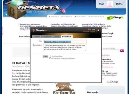 Sharein, comparte y marca enlaces interesantes