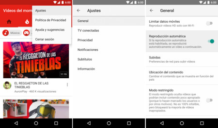 Reproducción Automática Ajustes