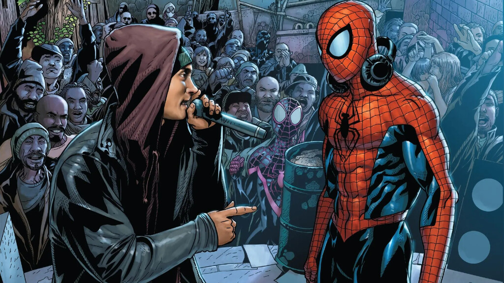 El increíble crossover entre Spider-man y Eminem en 'Brand New Day' que se nos había pasado por alto. Homenajea una de las portadas más bizarras de la historia de Marvel 
