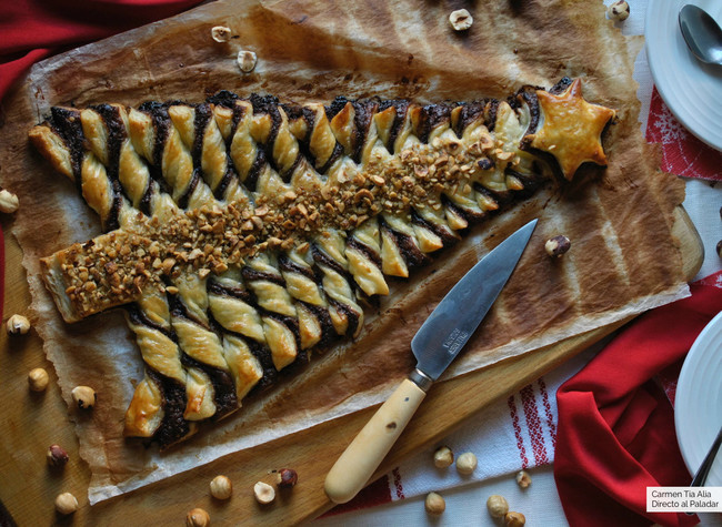 Receta de árbol de Navidad de hojaldre y Nutella-image