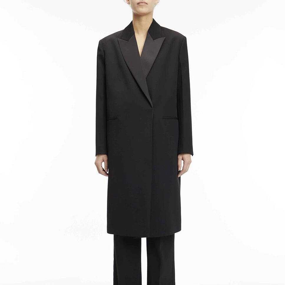 Abrigo de esmoquin de mezcla de lana mujer
