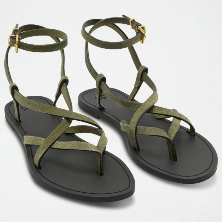 PARFOIS Sandalias de nobuk con tiras cruzadas