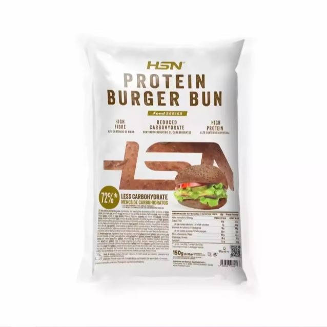 HSN Pan Burger Proteico 3 Panes de 50 gramos por Envase 26% Proteínas Apto Dieta Keto y Apto Recetas Hamburguesas Vegetales Sin Azúcares Añadidos, Sin OMG, Sin Lactosa
