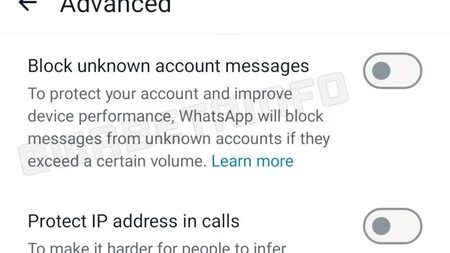 WhatsApp 設定の新しいオプションのスクリーンショット。