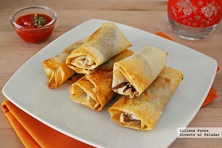 Rollitos crujientes de morcilla y manzana. Receta