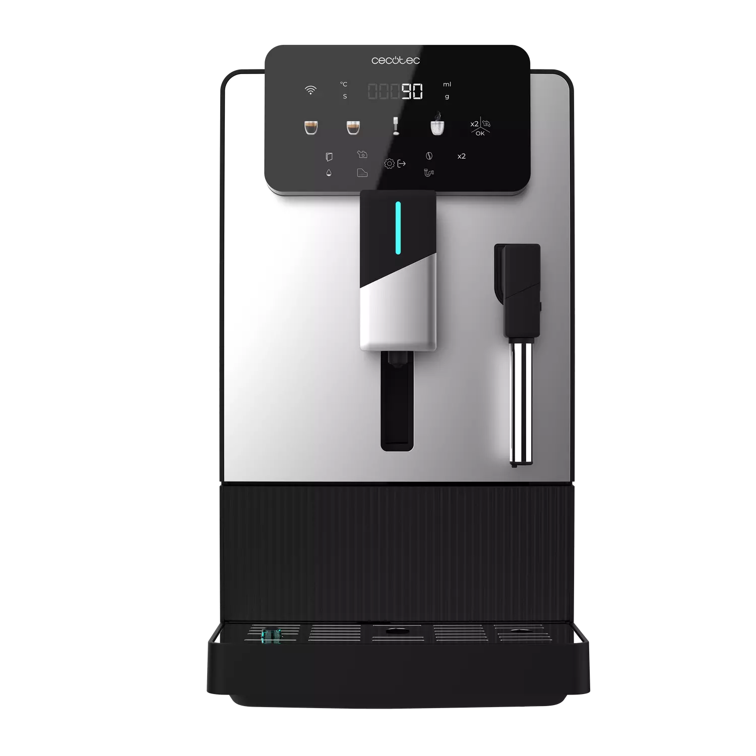 Cafetera superautomática - Cecotec Cremmaet Steam, 19 bar, 1300W, Depósito 1.1L, Molinillo cónico, Plug&Play, Vaporizador, Depósito café 150g, Negro
