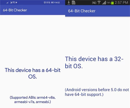 64 ビットおよび別の 32 ビット Android モバイル