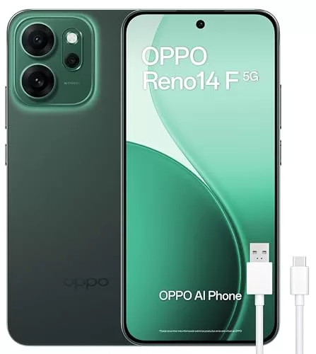 OPPO Smartphone Reno14 F 5G 8GB+256GB, Cámara 50MP, Batería 6000 mAh (Verde)