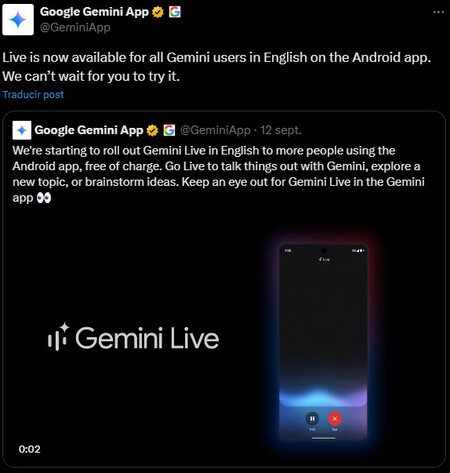 Gemini Live disponibilidad