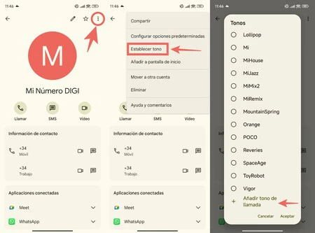 Google コンタクトの着信音