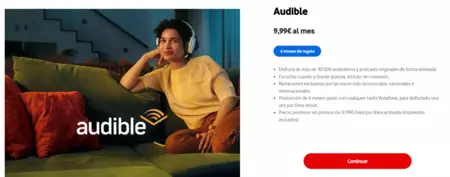 Audible gratis cuatro meses con Vodafone