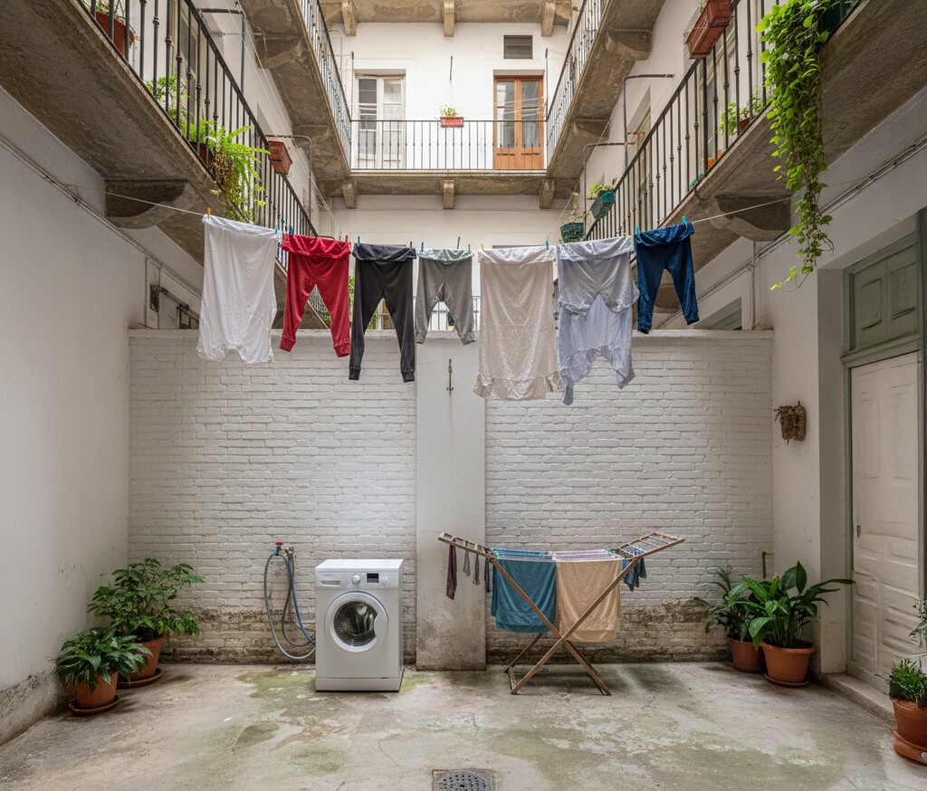 Tengo acceso a un patio de luces y los vecinos protestan porque tengo una lavadora y un tendedero. ¿Me pueden denunciar? 