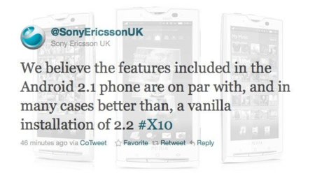 Sony Ericsson confirma que Froyo y Gingerbread no llegarán a la familia Xperia X10