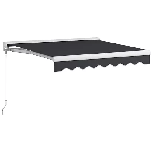 Outsunny Toldo Eléctrico Retráctil y Manual con Mando a Distancia 2,5x2 m Toldo de Exterior Terraza Enrollable con Manivela y Marco de Aluminio para Jardín Puerta Ventana Gris