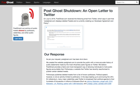 Adiós a PostGhost: Twitter cierra otra web que nos dejaba ver tuits borrados por usuarios verificados