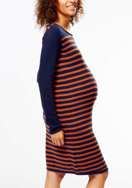 Vestido Tipo Jersey De Rayas A Rayas Azul Premama Tj028 1 Zc3