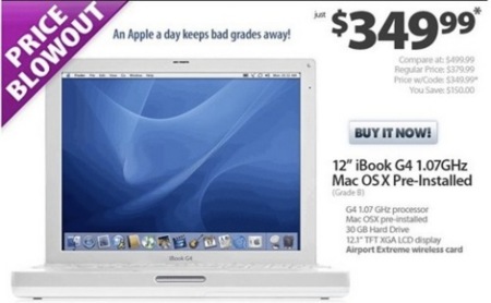iBook de 12 pulgadas, nuevo por 350 dólares