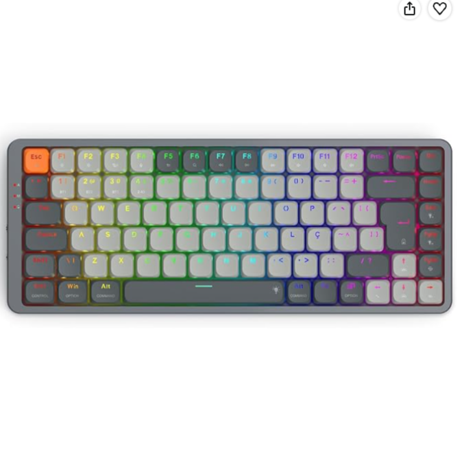 Teclado Mecânico Gamer Redragon Azure RGB Pro Preto Cinza Switch Marrom Sem Fio Bluetooth K652GG-RGB-PRO
