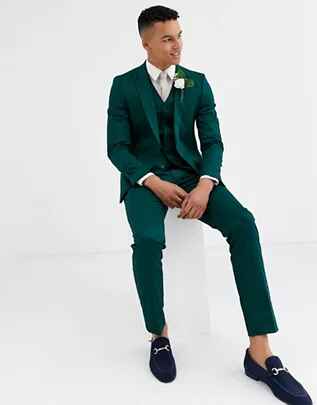 Traje ajustado color verde bosque