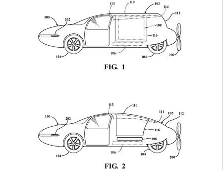 Planos del prototipo de coche volador presentado por Toyota a la Oficina de Marcas y Patentes de los EEUU.