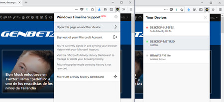 Windows Timeline Support Chrome Firefox