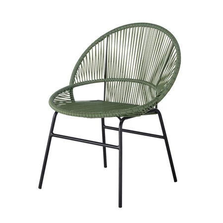 Silla De Jardin De Resina Verde Caqui Y Metal Negro 1000 15 27 210849 1