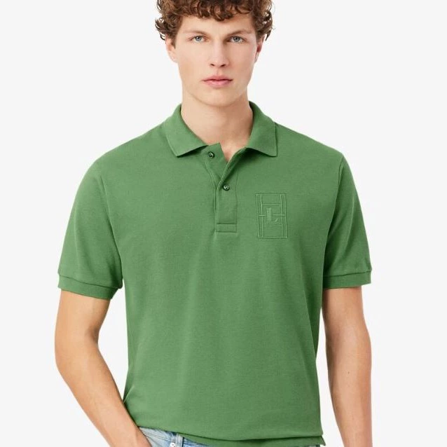 Polo de hombre de corte clásico de petit piqué con detalle bordado de manga corta Verde Lacoste

