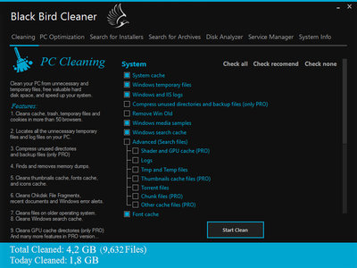 Black Bird Cleaner, una herramienta ligera para limpiar y optimizar Windows