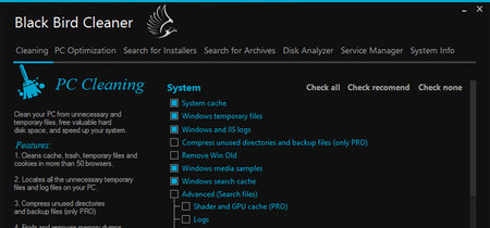 Black Bird Cleaner, una herramienta ligera para limpiar y optimizar Windows